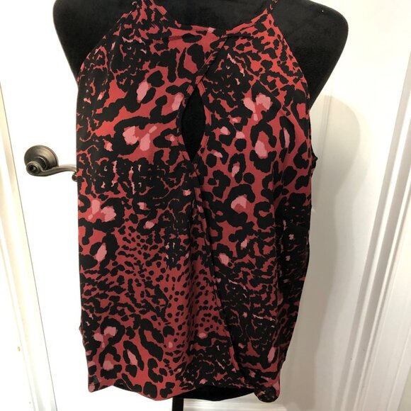 Three Eighty Two Red & Black Leopard Print Halter Top Size Large, Bold & Stylish - Picture 2 of 7